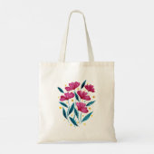 Tote Bag Bouquet floral mignon - magenta et turquoise (Dos)