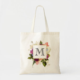 Tote Bag Bouquet floral rose et blanc moderne
