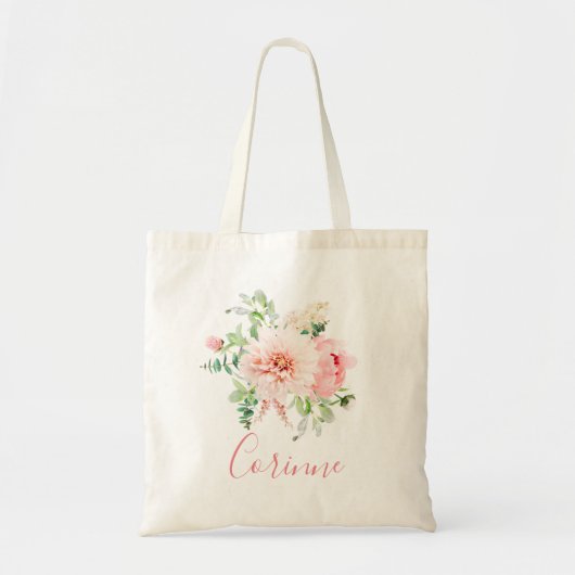 Tote Bag Bouquet floral rose pâle (Devant)