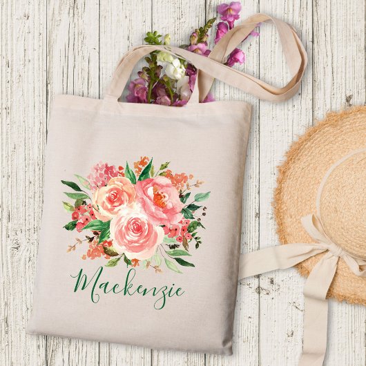 Tote Bag Bouquet floral rose tendre de printemps