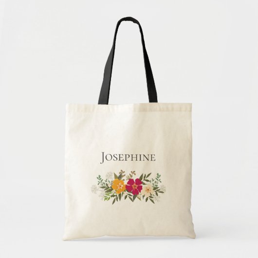 Tote Bag Bouquet floral vibre Nom de la servante  (Devant)
