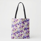 Tote Bag Bouquet floral violet jaune Aquarelle (Devant)