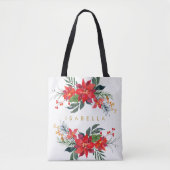 Tote Bag Bouquets d'aquarelle florale de Poinsettia rouge N (Devant)