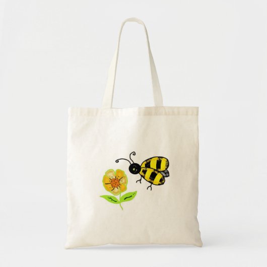 Tote Bag Bourdon avec fleur jaune (Devant)