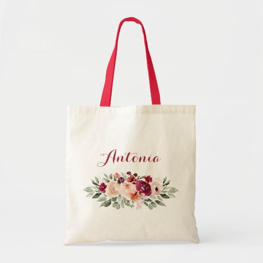Tote Bag Bourgogne Blush Floral Greenery (Devant)
