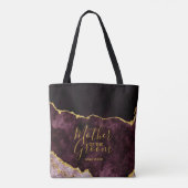 Tote Bag Bourgogne & Gold Foil Agate Mère de la chambre (Dos)