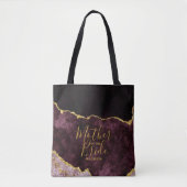 Tote Bag Bourgogne & Gold Foil Agate Mère de la mariée (Devant)