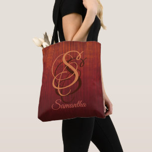 Tote Bag Bourgogne Orange Rouge rustique monogramme ombre r