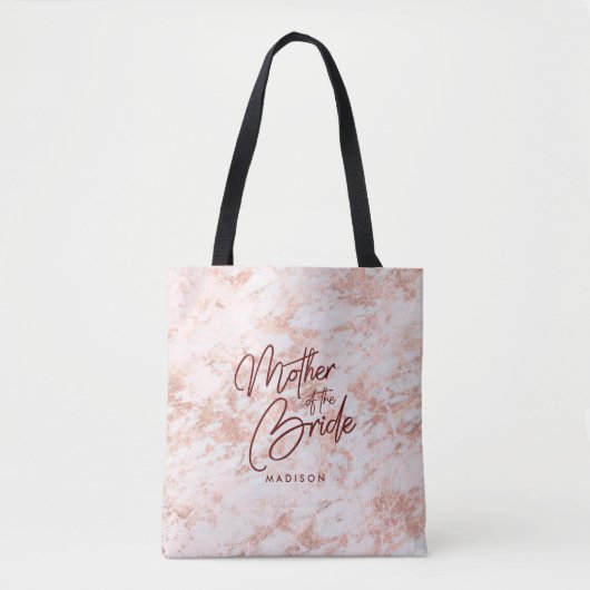 Tote Bag Bourgogne & Rose Marbre d'or Mère de la Mariée (Devant)