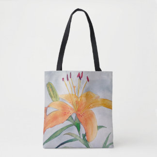 Tote Bag Bourse avec aquarelle d'iris orange