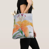 Tote Bag Bourse avec aquarelle d'iris orange (De près)