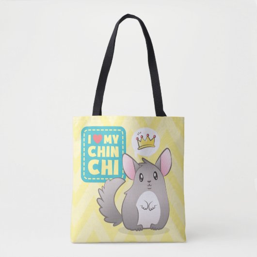 Tote Bag Bourse Réversible I Love my Chinchi (Devant)