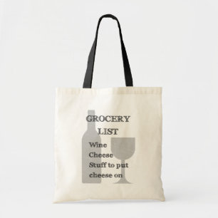 Tote Bag Bouteille et verre : Liste d'épicerie d'amateurs