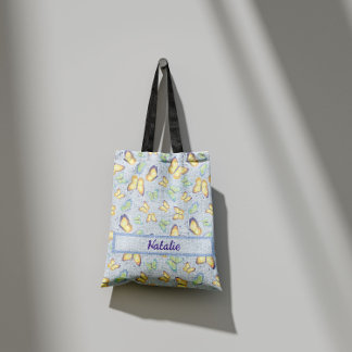 Tote Bag Bouteille Papillon bleu Personnalisé