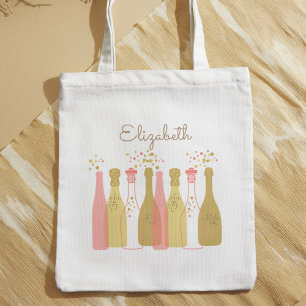 Tote Bag Bouteilles de Champagne Rétro Personnalisées Année