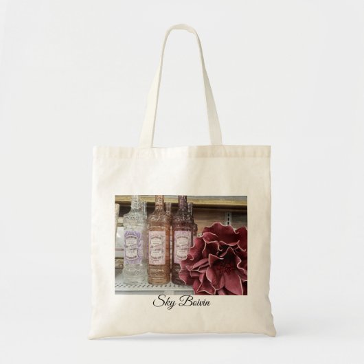Tote Bag bouteilles et fleurs (Devant)