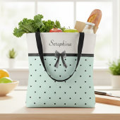 Tote Bag Boutique Chic Monogramme pois vert menthe