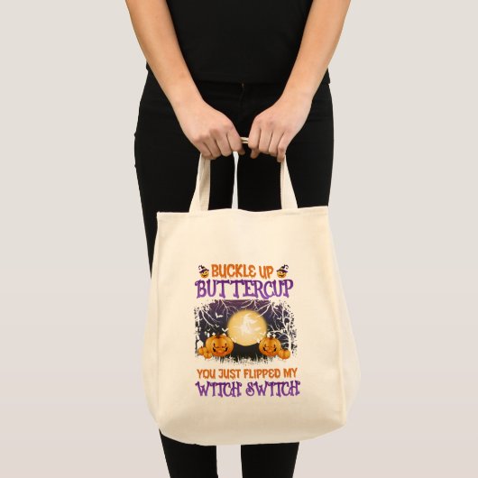Tote Bag Bouton d'interrupteur de sorcière d'Halloween vers (Devant (produit))