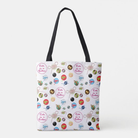 Tote Bag Bouton mignon à coudre Boutons et rubans (Dos)