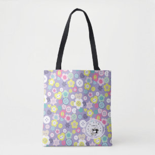 Tote Bag Boutons à coudre d'amour violet