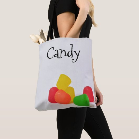 Tote Bag Boutons de bonbons Gummies Jelly Beans Halloween (De près)