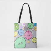 Tote Bag Boutons pastel colorés (Devant)