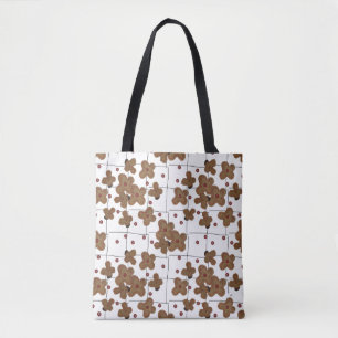 Tote Bag Boutons rouges Fleurs de papier Brown Fourre-tout