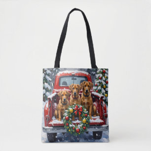 Tote Bag Bouvier des Flandres camion rouge de Noël vacances