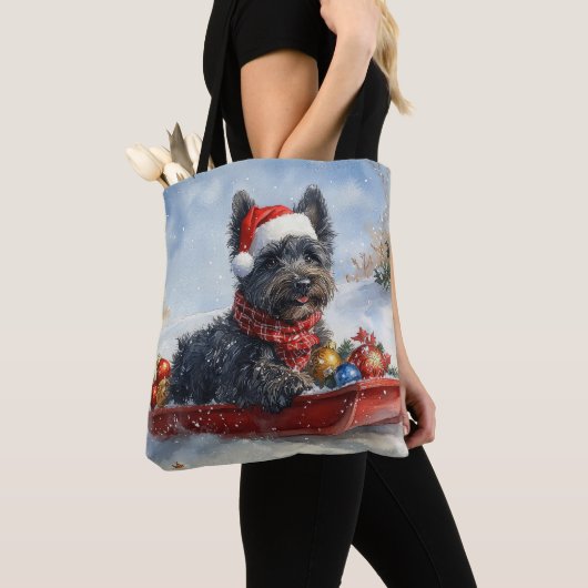 Tote Bag Bouviers Des Flandres Chien à Sledge Noël (De près)