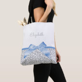 Tote Bag Bow bleu clair avec Empreinte de léopard tendance (De près)