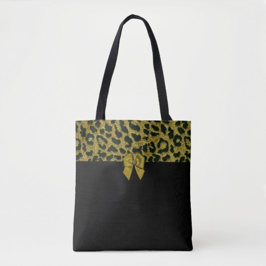 Tote Bag Bow Empreinte de léopard et bijoux (Devant)