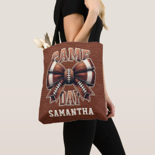 Tote Bag Bow Football Personnalisé Maman Jeu Saison Sports