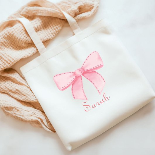 Tote Bag Bow Nom rose Fourre-tout Bachelorette cadeau Bride