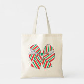 Tote Bag Bow rayé rouge et vert de vacances Personnalisé (Dos)
