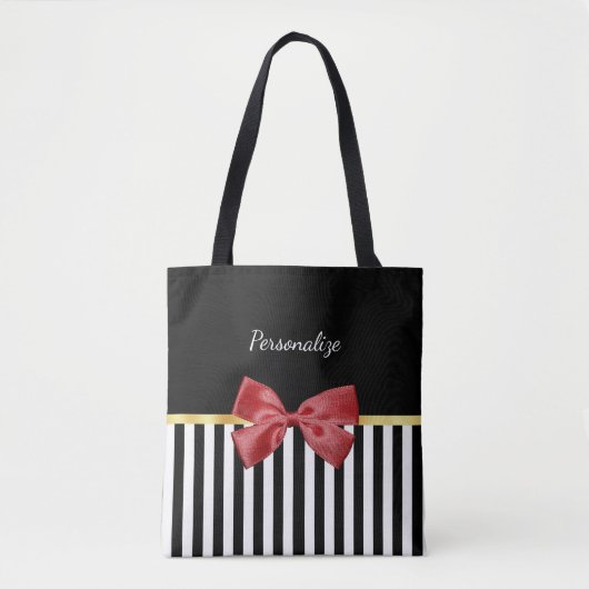 Tote Bag Bow rouge classique Grandes noires et blanches ave (Devant)
