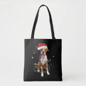 Tote Bag Boxe Chien Arbre Lumières Noël Jeu de Noël Pyjama (Devant)