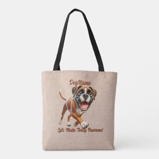Tote Bag Boxer - Ajouter le nom du chien, modifier le texte (Dos)