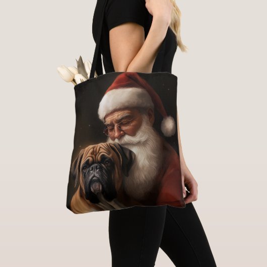 Tote Bag Boxer avec Noël Festif du Père Noël (De près)