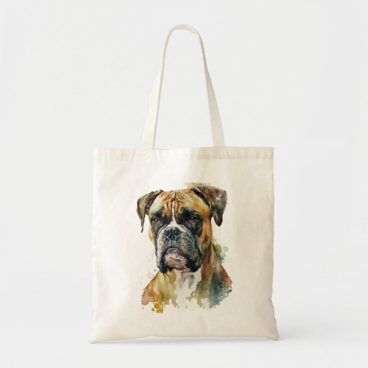 Tote Bag Boxer Chien Aquarelle (Devant)