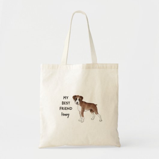 Tote Bag Boxer Chien Mon meilleur ami Personnalisé Nom de l (Devant)