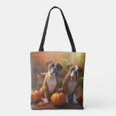 Tote Bag Boxer Chiot Automne Citrouille de plaisir (Dos)