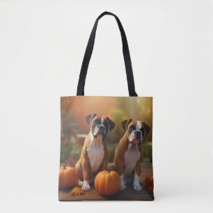 Tote Bag Boxer chiot Automne Délice Citrouille