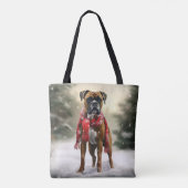 Tote Bag Boxer dans la neige de Noël (Dos)