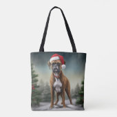 Tote Bag Boxer dans la neige de Noël (Dos)