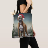 Tote Bag Boxer dans la neige de Noël (De près)