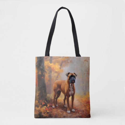 Tote Bag Boxer en automne Feuilles automne Inspire (Devant)