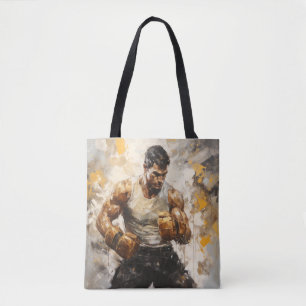 Tote Bag Boxer Sport Peinture Art Décor Abstrait