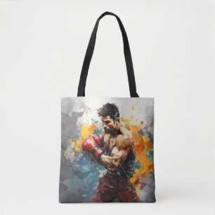 Tote Bag Boxer Sport Peinture Art Décor Abstrait