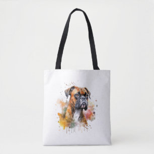 Tote Bag BoxerLove Aquarelle Artwork - Loyal race Canine