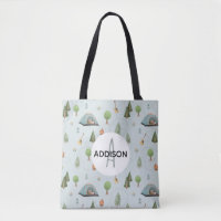 Boys Cute Camping Ours Motif et nom Enfants